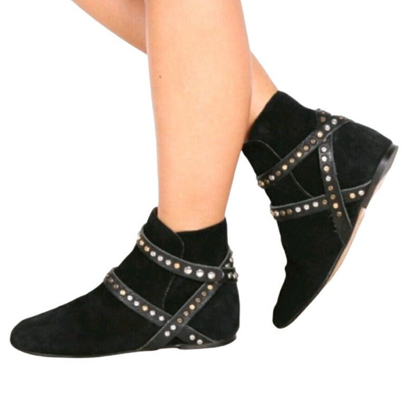 Isabel Marant Etoile Black Suede Hey Jude Ruben Studded Ankle Boots Size 41/US10 - Picture 1 of 11